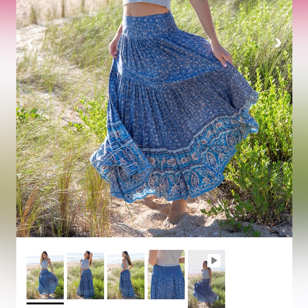 Natural Life Hanna Convertible Maxi Skirt - Blue Floral Border